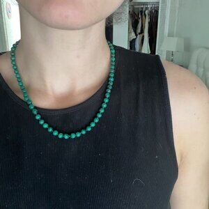 Vintage malachite beaded necklace, pretty green